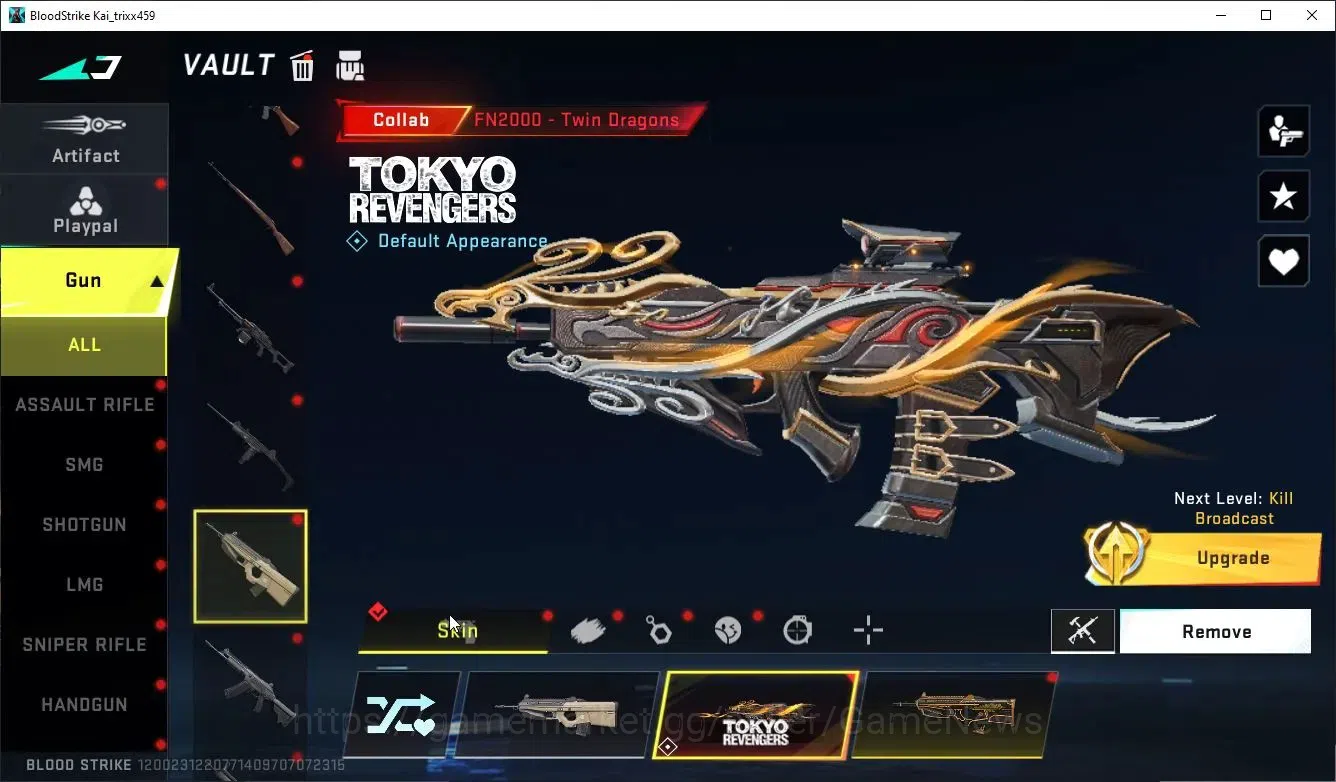 Blood Strike Accounts Collab Skin ASIA|EVO M1887-Destroyer+ETER DeAgle+MELEE TalonKnife|Collab ENZO-Kraken,3 TokRev,3 7DS|7 15