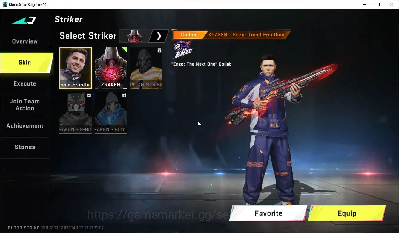 Blood Strike Accounts Collab Skin ASIA|EVO M1887-Destroyer+ETER DeAgle+MELEE TalonKnife|Collab ENZO-Kraken,3 TokRev,3 7DS|7 3