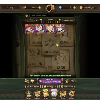 The Seven Deadly Sins: Grand Cross Accounts Endgame GLOBAL|3M CC|4 LR 9 UR+Collab Gachiakuta|NMeli3/6,P
