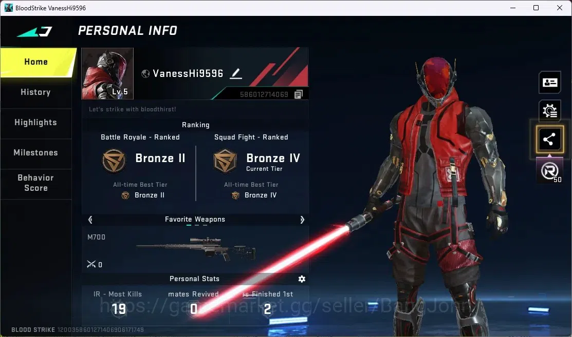 Blood Strike Accounts ASIA | 1 ULTRA MELEE: Lightblade-Dark Force |1 ULT image 1
