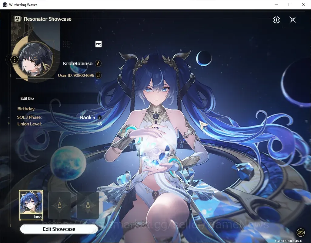 Wuthering Waves Accounts Starter SEA| READY GACHA |57K Astrite +154 LT|UL 45|1 Limited (Iuno) |Female MC|DB Lvl 28|Log 1