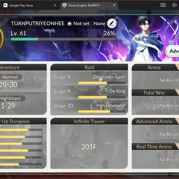 Seven Knights Re:Birth Accounts Global |2 EX7(Fai, Juri)|2 TC6(Kyle, Freyja)|470 Ruby|Netmarble|7KR053B
