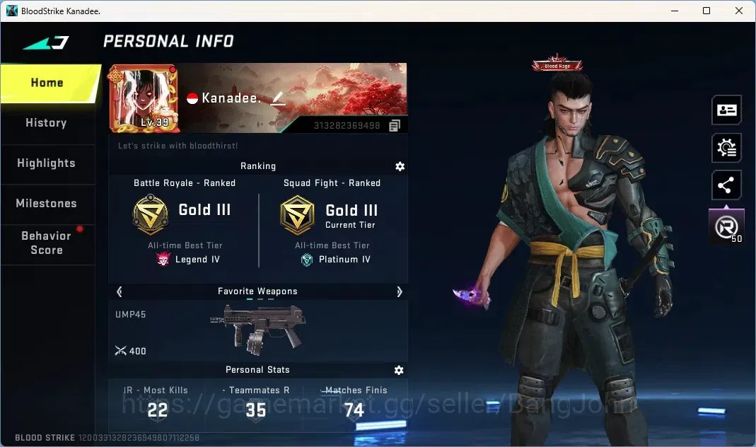 Blood Strike Accounts Collab Skin ASIA | 1 EVO: FAL-Evolved Draco | 1 Ultra Melee Talon Knife Sanctum|1 Skin Legendary 1