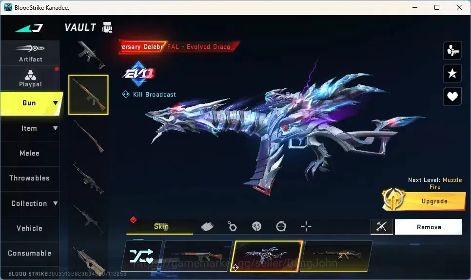 Blood Strike Accounts Collab Skin ASIA | 1 EVO: FAL-Evolved Draco | 1 Ultra Melee Talon Knife Sanctum|1 Skin Legendary 2