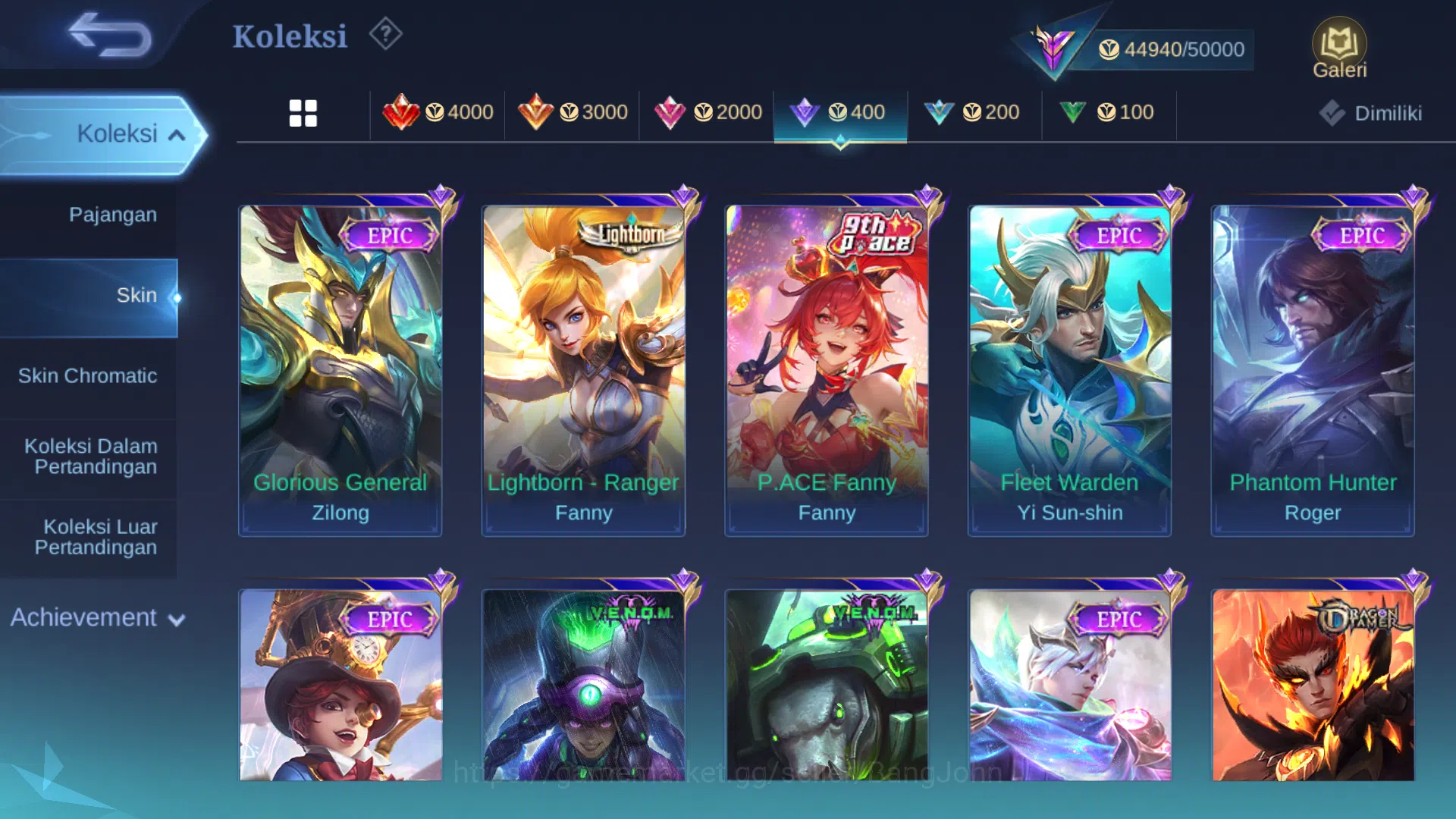 Mobile Legends: Bang Bang Accounts "Hero 102 | skin 193 | kof karina | star tahunan h image 11
