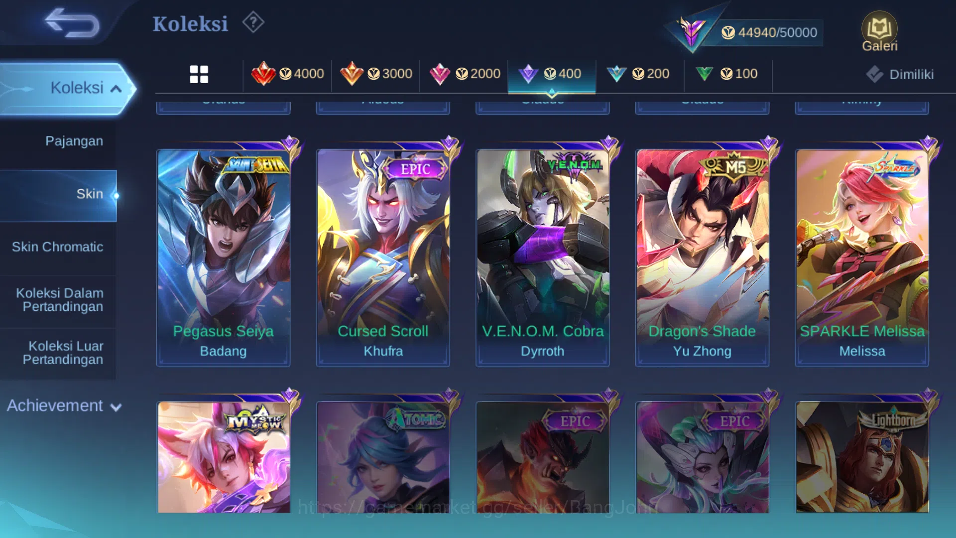 Mobile Legends: Bang Bang Accounts "Hero 102 | skin 193 | kof karina | star tahunan h image 14