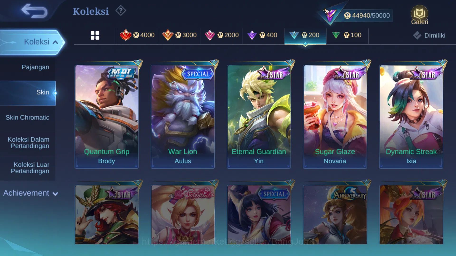 Mobile Legends: Bang Bang Accounts "Hero 102 | skin 193 | kof karina | star tahunan h image 19