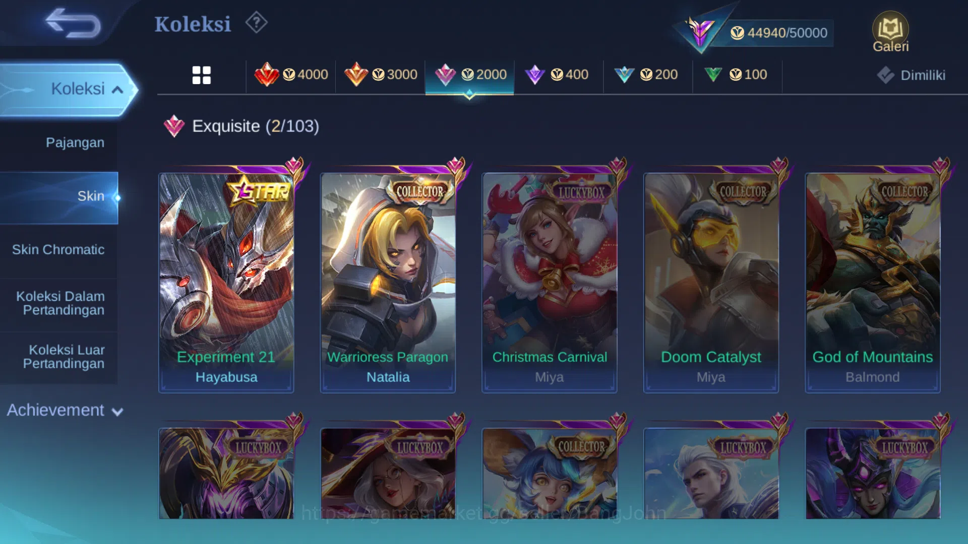 Mobile Legends: Bang Bang Accounts "Hero 102 | skin 193 | kof karina | star tahunan h image 9