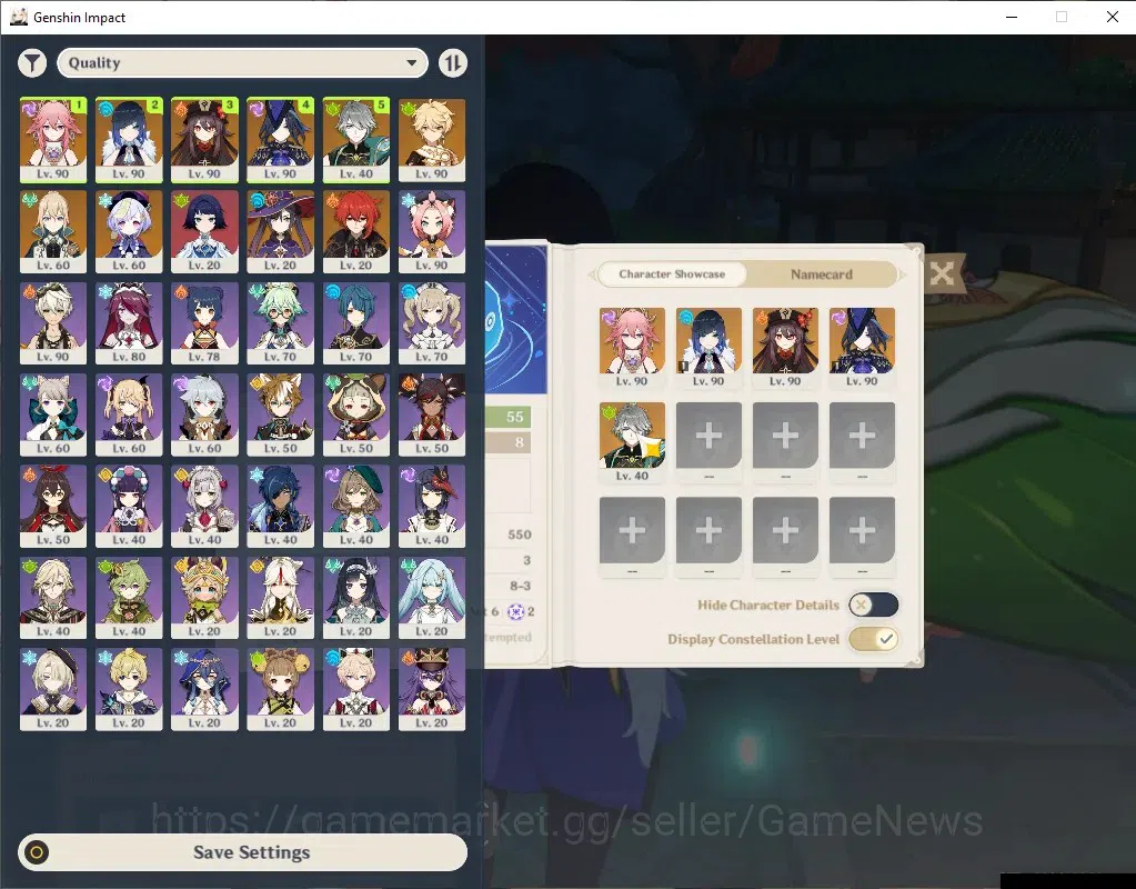 Genshin Impact Accounts Mid Game Asia|AR 55|4,9K Primo|5 Limited 1(*5 Weapon)|ClorindeC1,YelanC1,Yae Miko,Hu 1