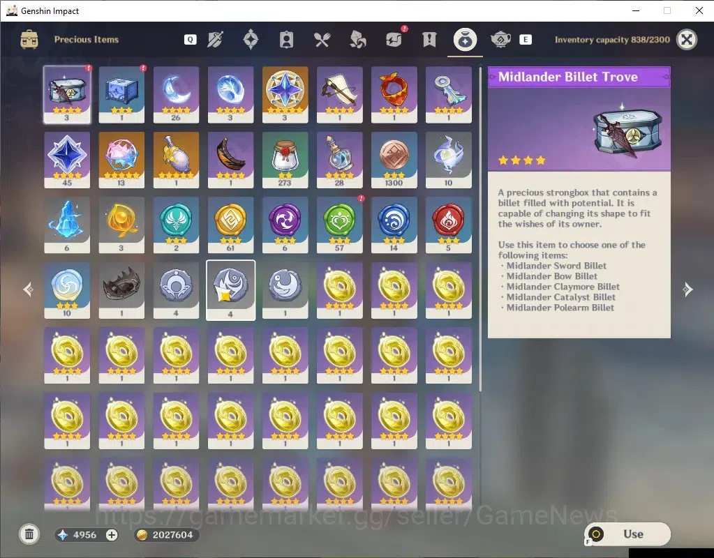 Genshin Impact Accounts Mid Game Asia|AR 55|4,9K Primo|5 Limited 1(*5 Weapon)|ClorindeC1,YelanC1,Yae Miko,Hu 11