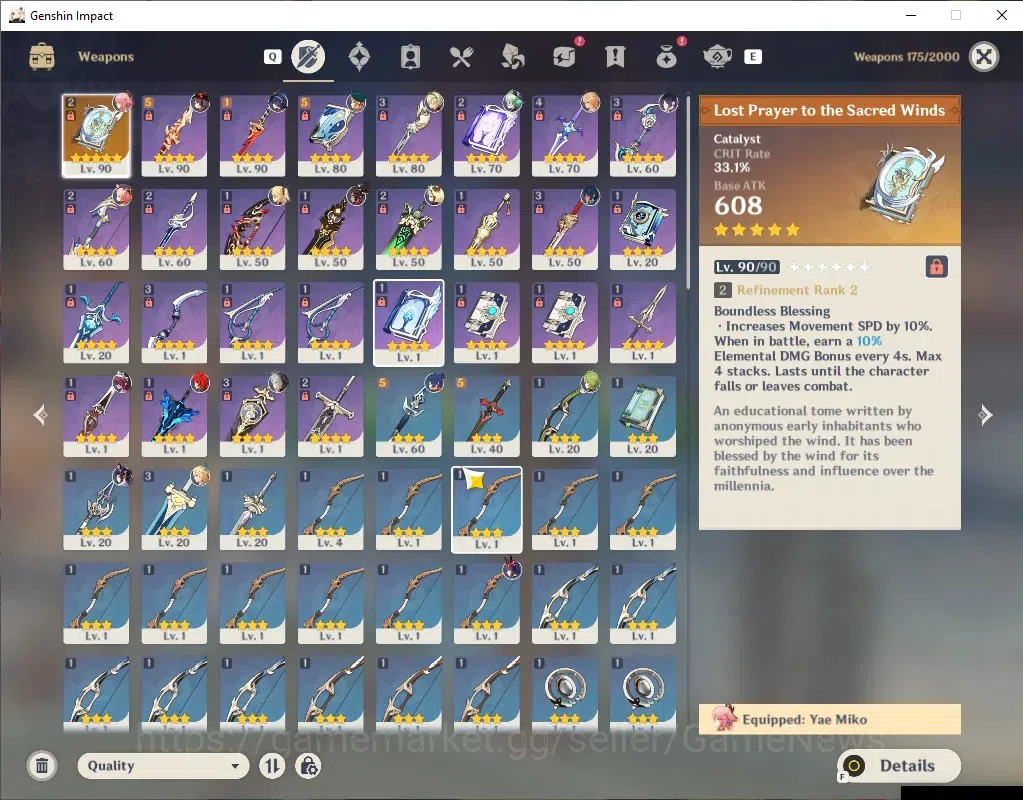Genshin Impact Accounts Mid Game Asia|AR 55|4,9K Primo|5 Limited 1(*5 Weapon)|ClorindeC1,YelanC1,Yae Miko,Hu 5