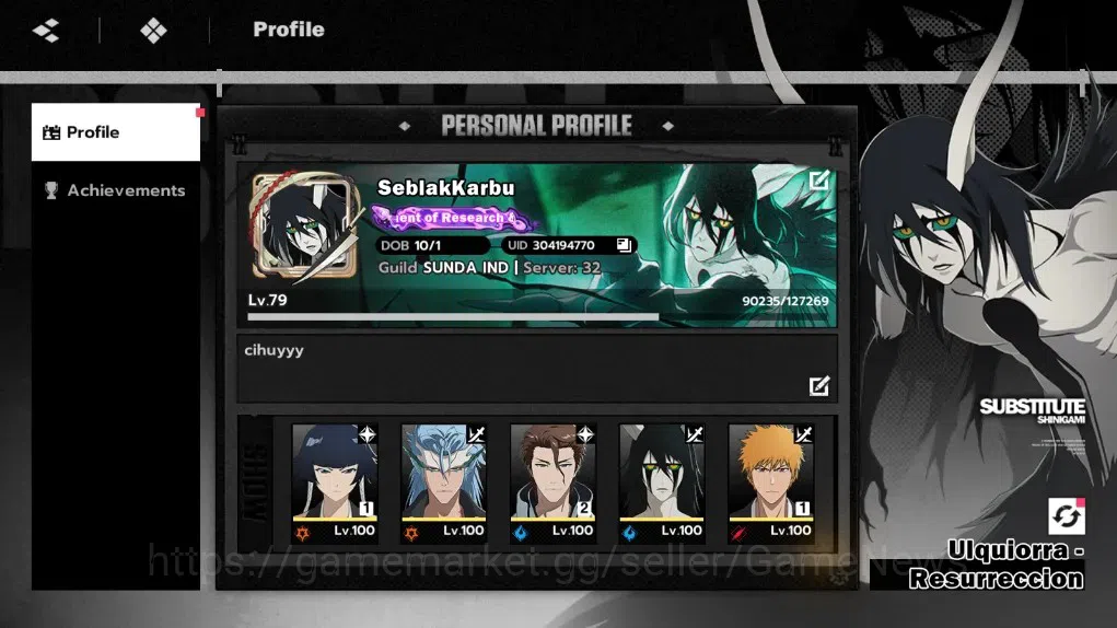 BLEACH: Soul Resonance Accounts NUVERSE 1