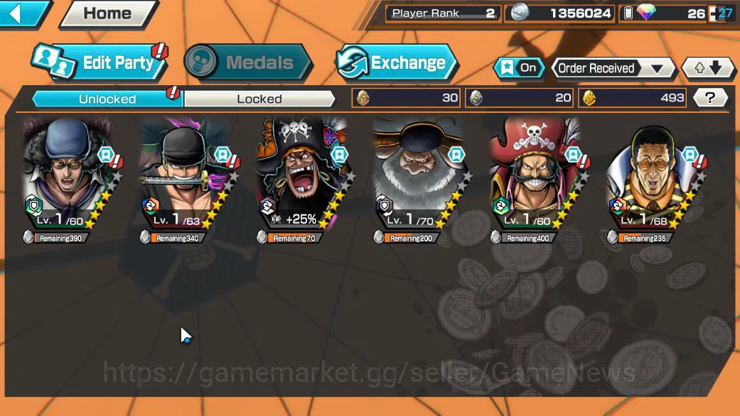One Piece Bounty Rush Accounts Starter Global|6 EX|BP Kuzan,Onigashima Zoro,4Emperor Teach,5Elders Saturn,KOP 3