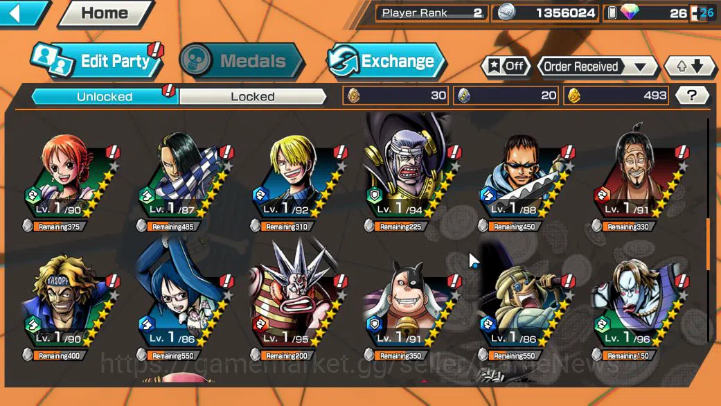 One Piece Bounty Rush Accounts Starter Global|6 EX|BP Kuzan,Onigashima Zoro,4Emperor Teach,5Elders Saturn,KOP 6