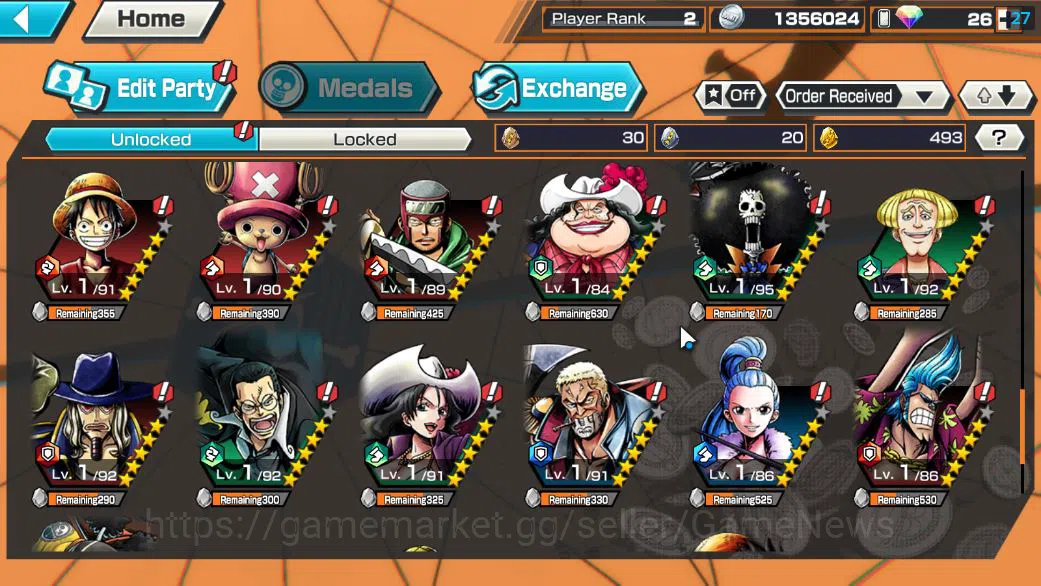 One Piece Bounty Rush Accounts Starter Global|6 EX|BP Kuzan,Onigashima Zoro,4Emperor Teach,5Elders Saturn,KOP 7