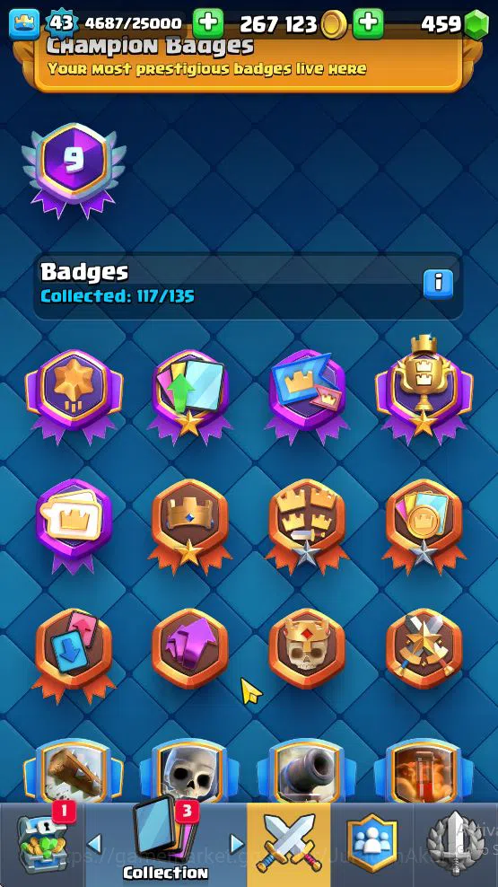 Clash Royale Accounts Midgame Lvl 43|Trophy 8884|KTL 14|Limited Skin|Card 121| 1 Hero 6 EVO 8 Champ 21 Legendary 33 Epic,30 13