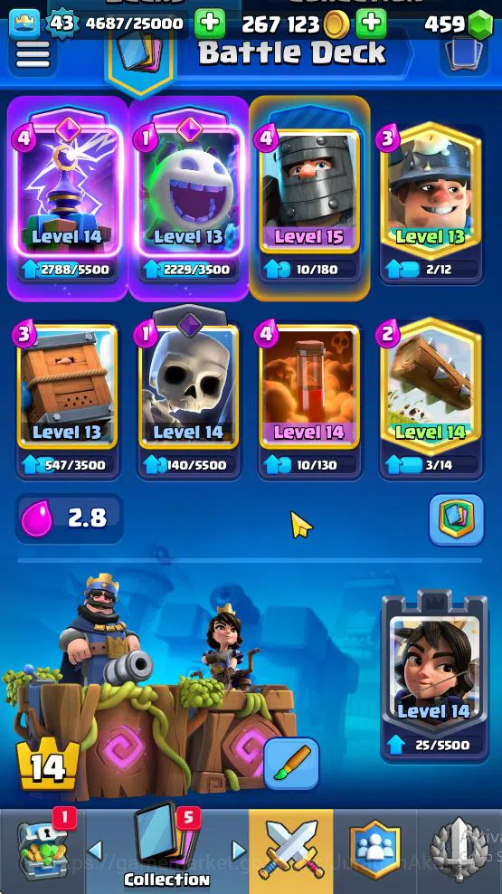 Clash Royale Accounts Midgame Lvl 43|Trophy 8884|KTL 14|Limited Skin|Card 121| 1 Hero 6 EVO 8 Champ 21 Legendary 33 Epic,30 3