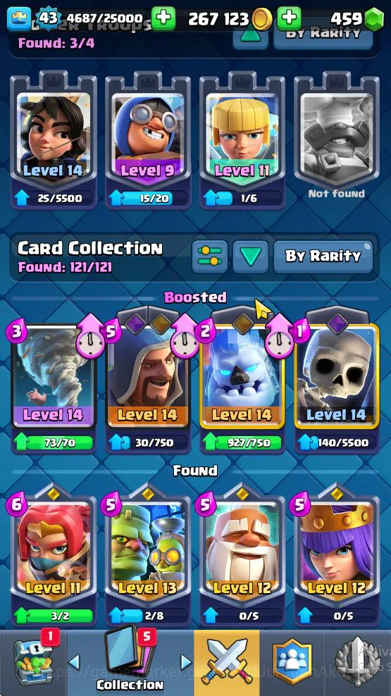 Clash Royale Accounts Midgame Lvl 43|Trophy 8884|KTL 14|Limited Skin|Card 121| 1 Hero 6 EVO 8 Champ 21 Legendary 33 Epic,30 4