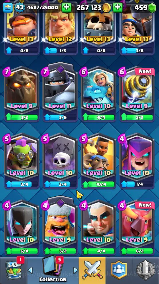 Clash Royale Accounts Midgame Lvl 43|Trophy 8884|KTL 14|Limited Skin|Card 121| 1 Hero 6 EVO 8 Champ 21 Legendary 33 Epic,30 5