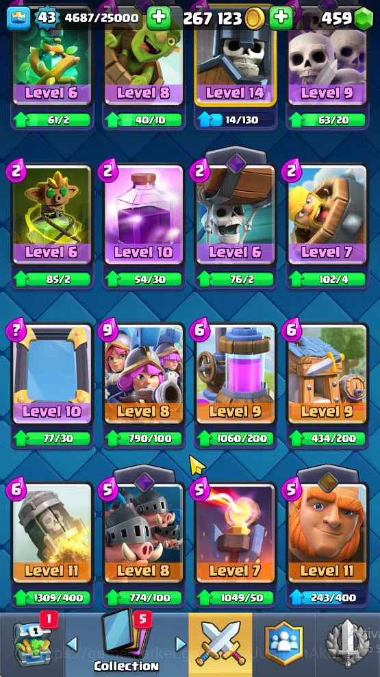 Clash Royale Accounts Midgame Lvl 43|Trophy 8884|KTL 14|Limited Skin|Card 121| 1 Hero 6 EVO 8 Champ 21 Legendary 33 Epic,30 8