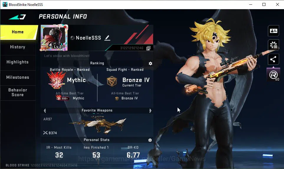 Blood Strike Mid-Tier ASIA|Collab 7DS [Demon Meliodas,AK47-Sacret]|3 ULT image 1
