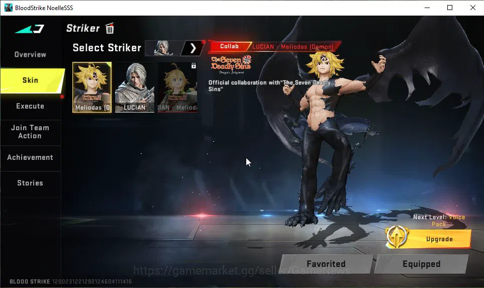 Blood Strike Accounts Mid-Tier ASIA|Collab 7DS [Demon Meliodas,AK47-Sacret]|3 ULTRA [2 ETHAN,Kar98K Lv2]|Limited 2