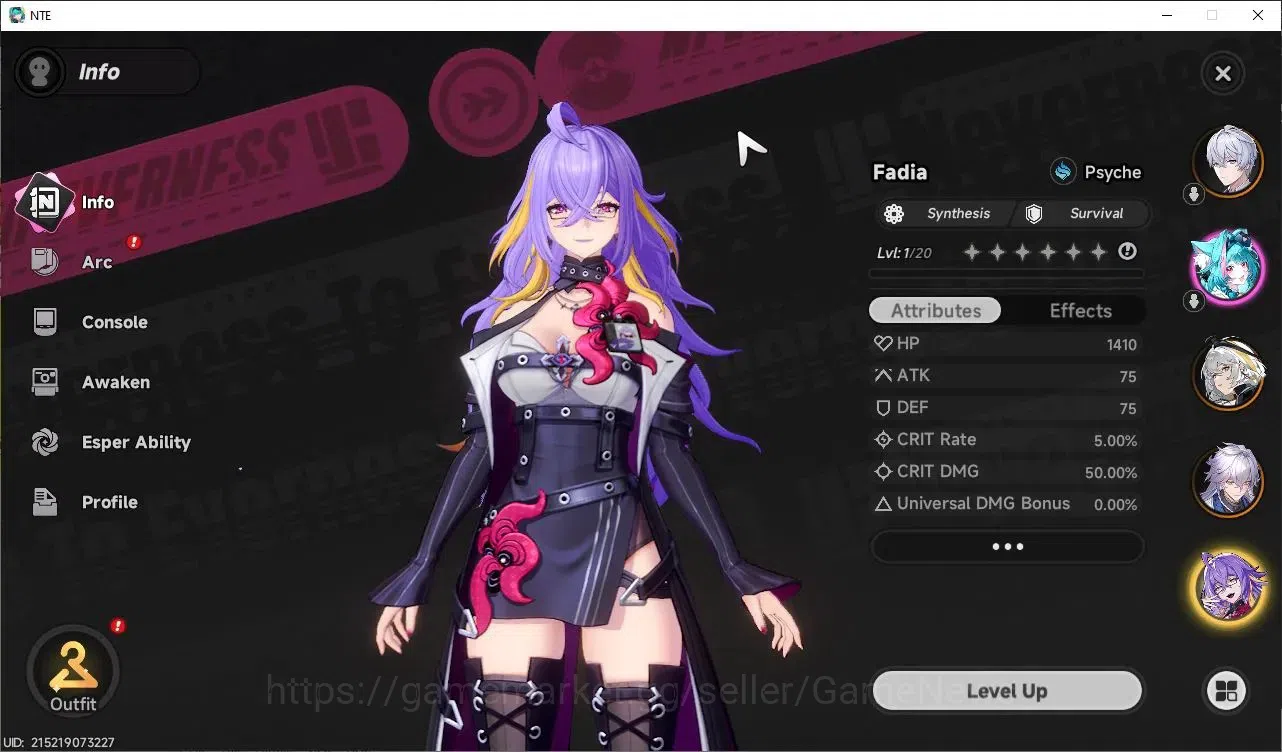 Neverness to Everness Accounts Global NA|HL 3|4 SSR Hotori,Baicang,Hathor,Fadia A image 4