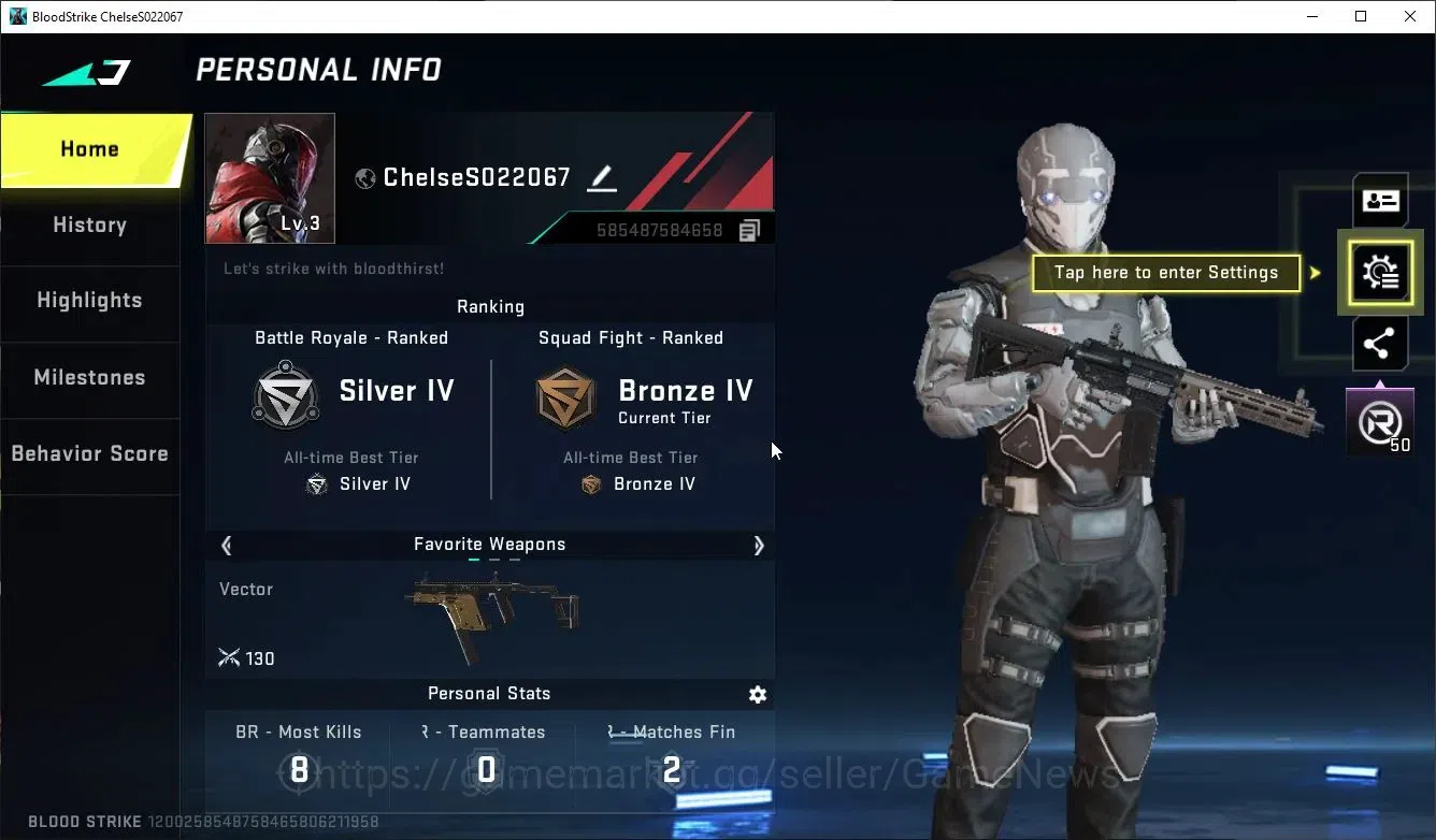 Blood Strike Accounts ASIA|ULTRA ZERO-Agent Zero | Vector Lv11 | M4A1 Lv image 2