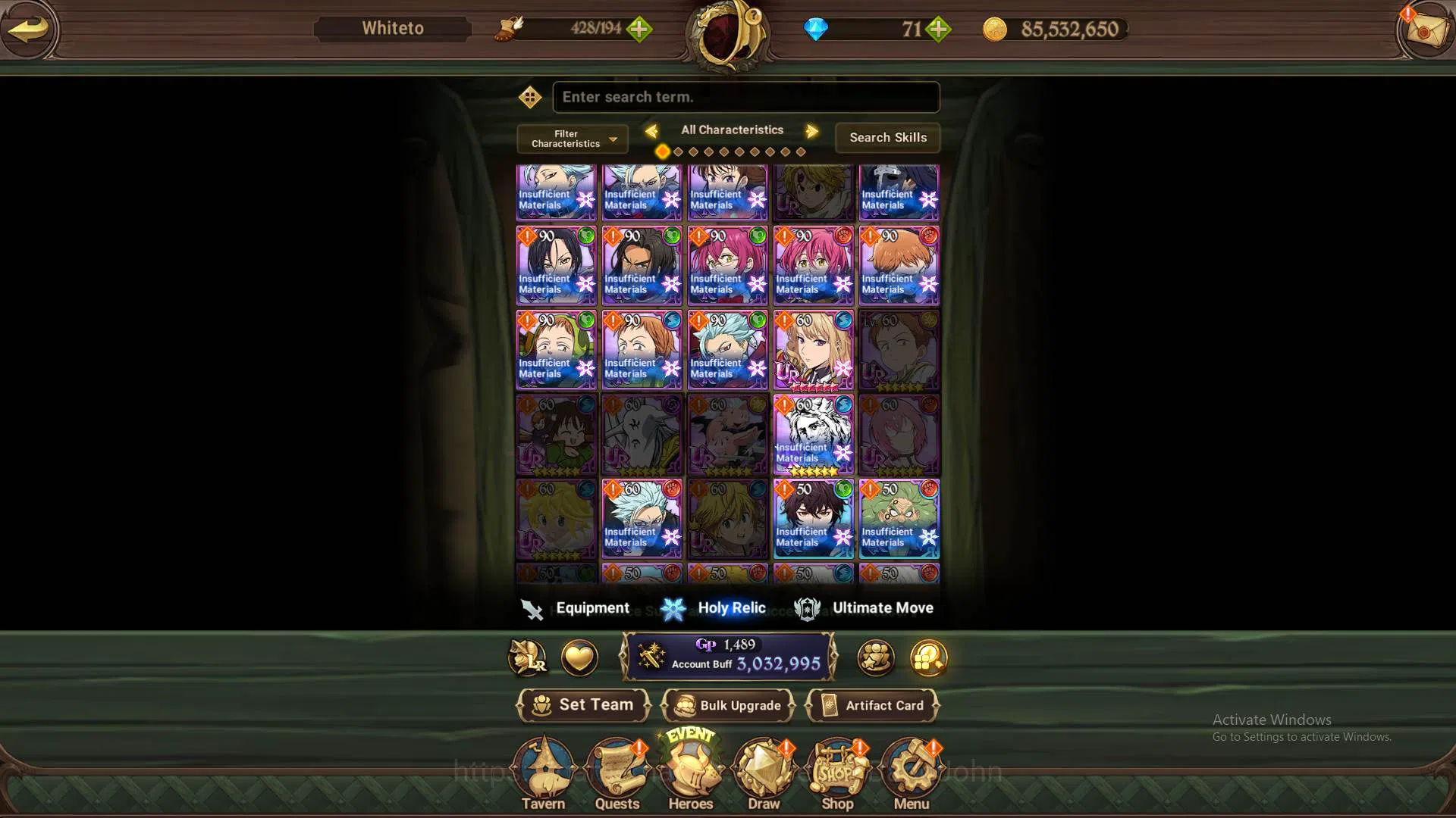 The Seven Deadly Sins: Grand Cross Accounts Others ASIA|3m CC|1LR Helbram|Full Collab Solev|UR 11
