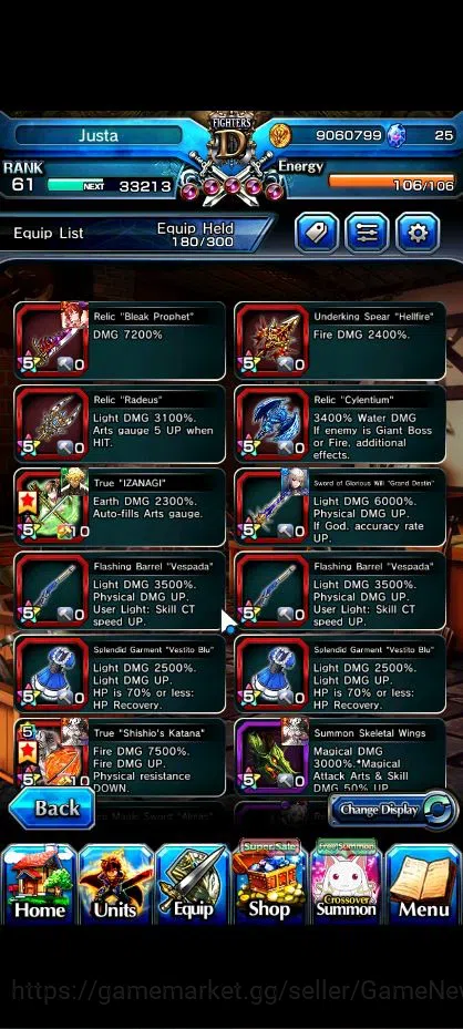 Grand Summoners Accounts End-Game Global|Rank 61|9 Ascend|FenTW,ShishioTW,Jay,Chloe,Valentine Priscilla,SS 6