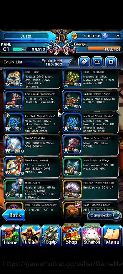 Grand Summoners Accounts End-Game Global|Rank 61|9 Ascend|FenTW,ShishioTW,Jay,Chloe,Valentine Priscilla,SS 8