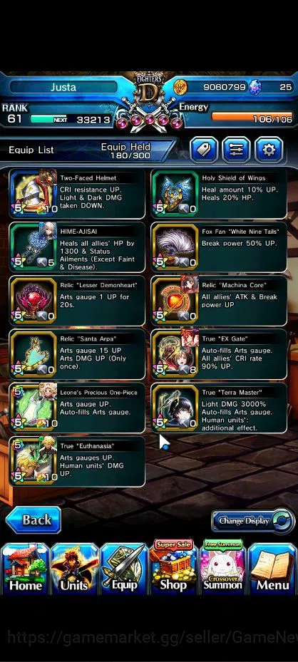 Grand Summoners Accounts End-Game Global|Rank 61|9 Ascend|FenTW,ShishioTW,Jay,Chloe,Valentine Priscilla,SS 9