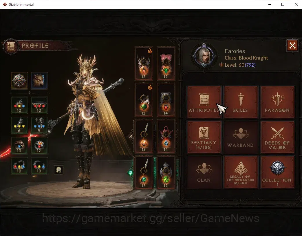 Diablo Immortal Accounts SEA - izual|CS ON|Lv60 (792)|Blood Knight|CR 40K | image 3
