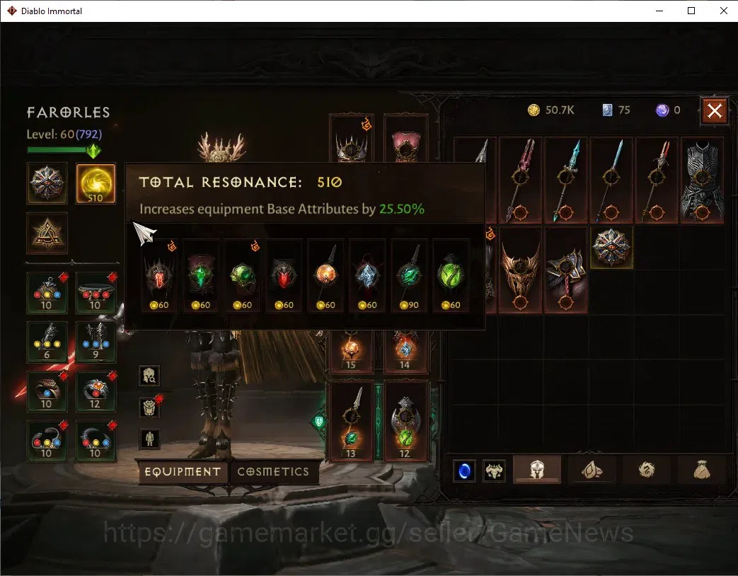 Diablo Immortal Accounts SEA - izual|CS ON|Lv60 (792)|Blood Knight|CR 40K | image 5