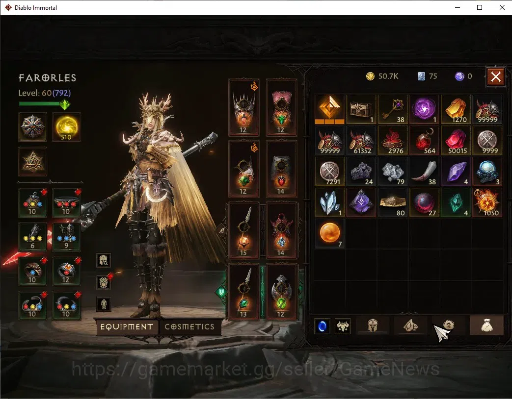 Diablo Immortal Accounts SEA - izual|CS ON|Lv60 (792)|Blood Knight|CR 40K | image 8