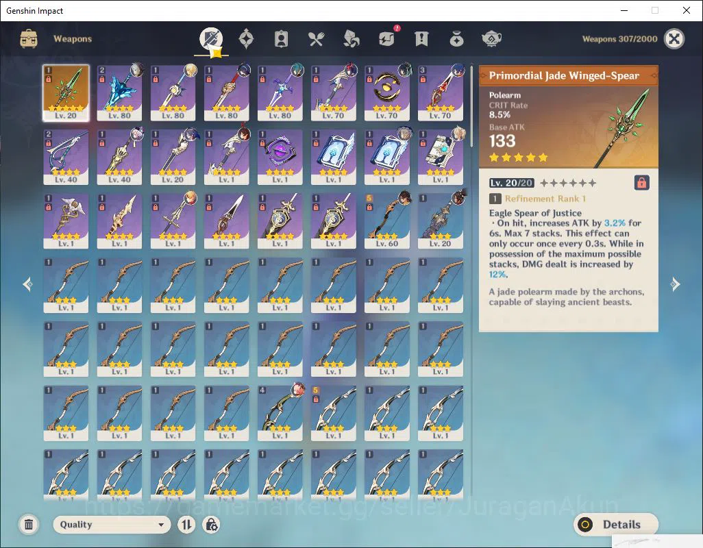 Genshin Impact Accounts Mid Game ASIA| AR 48|2 Limited +1(*5Weapon)|Clorinde,Xianyun,|MC Female |Low Explore 4