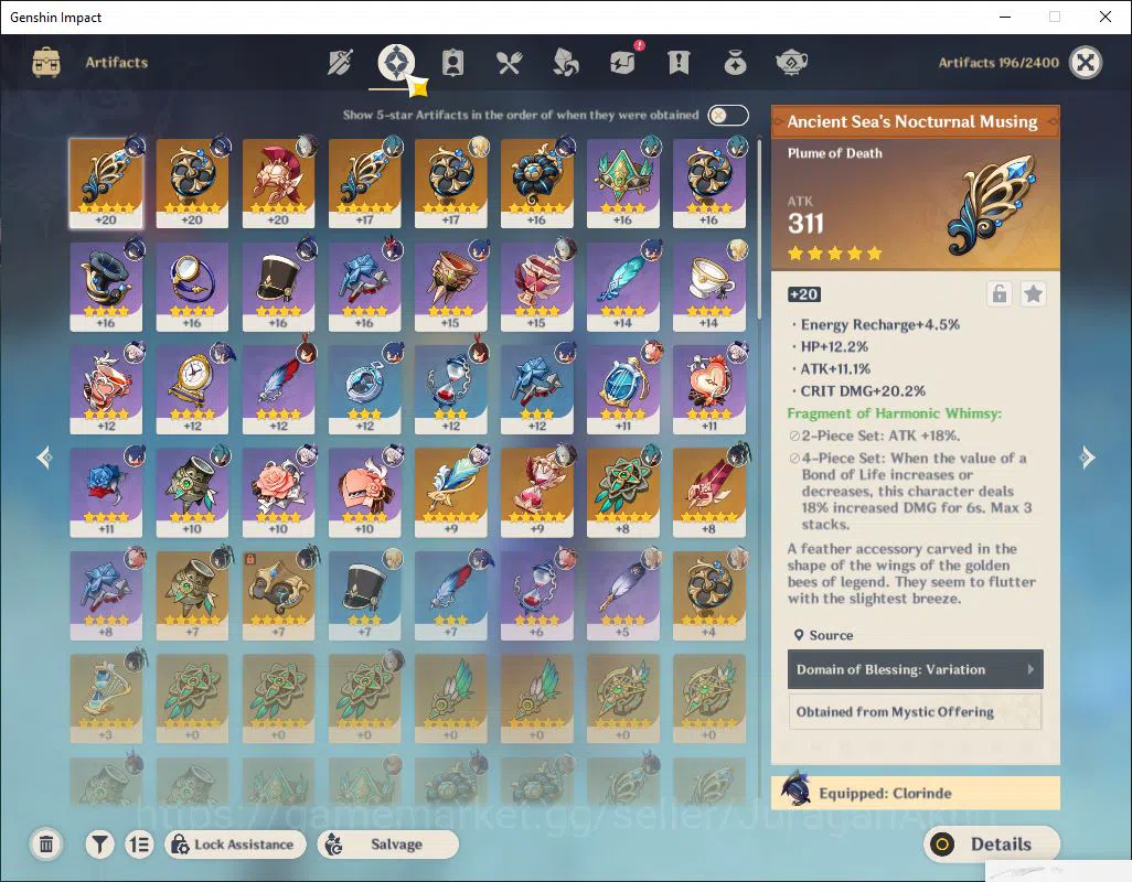 Genshin Impact Accounts Mid Game ASIA| AR 48|2 Limited +1(*5Weapon)|Clorinde,Xianyun,|MC Female |Low Explore 5