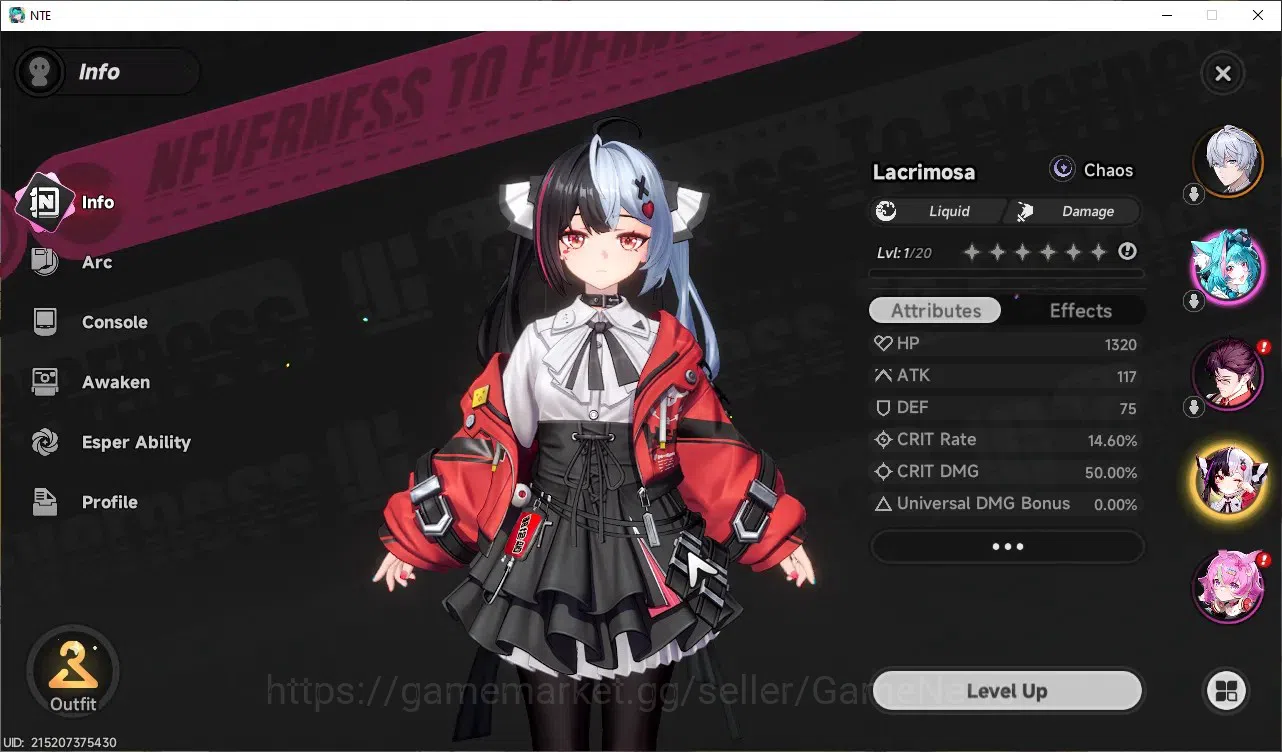 Neverness to Everness Accounts GLOBAL Southeast Asia|HL 3|1 SSR Lacrimosa|1 S-Cla image 3