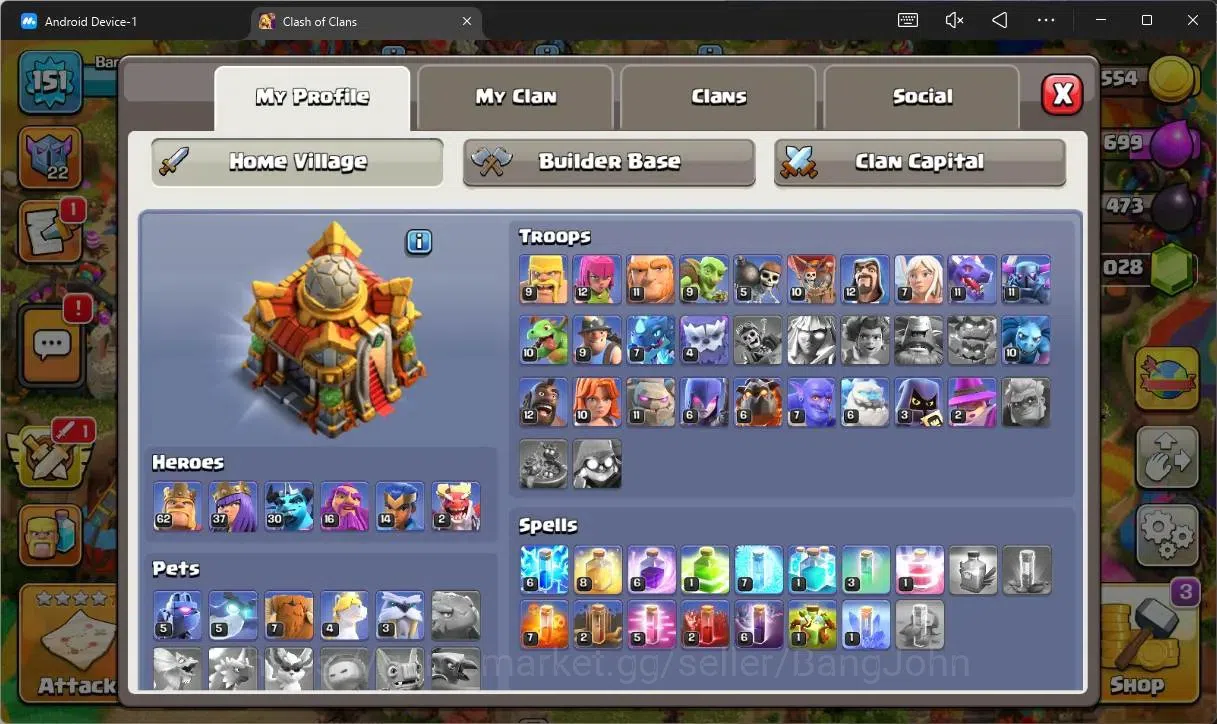 Clash of Clans Accounts Global |TH16–BH8|HH 9|LVL 151|BK62,AQ37,MP30,GW16, image 2