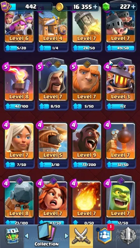 Clash Royale Accounts High-End Lvl 442|Trophy 3268|KTL 9|Card 62|2 EVO,19 Epic,23 Rare,25 Common|2 Wild Shard+Gems 227|Take 15