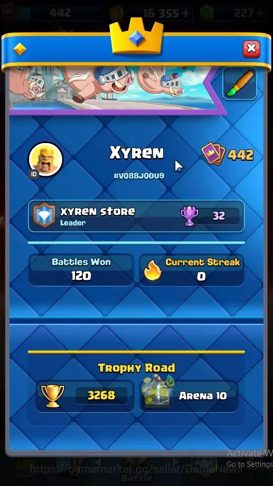 Clash Royale Accounts High-End Lvl 442|Trophy 3268|KTL 9|Card 62|2 EVO,19 Epic,23 Rare,25 Common|2 Wild Shard+Gems 227|Take 2