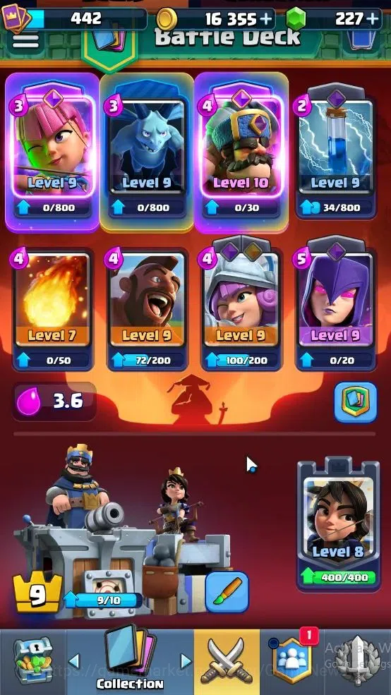 Clash Royale Accounts High-End Lvl 442|Trophy 3268|KTL 9|Card 62|2 EVO,19 Epic,23 Rare,25 Common|2 Wild Shard+Gems 227|Take 4