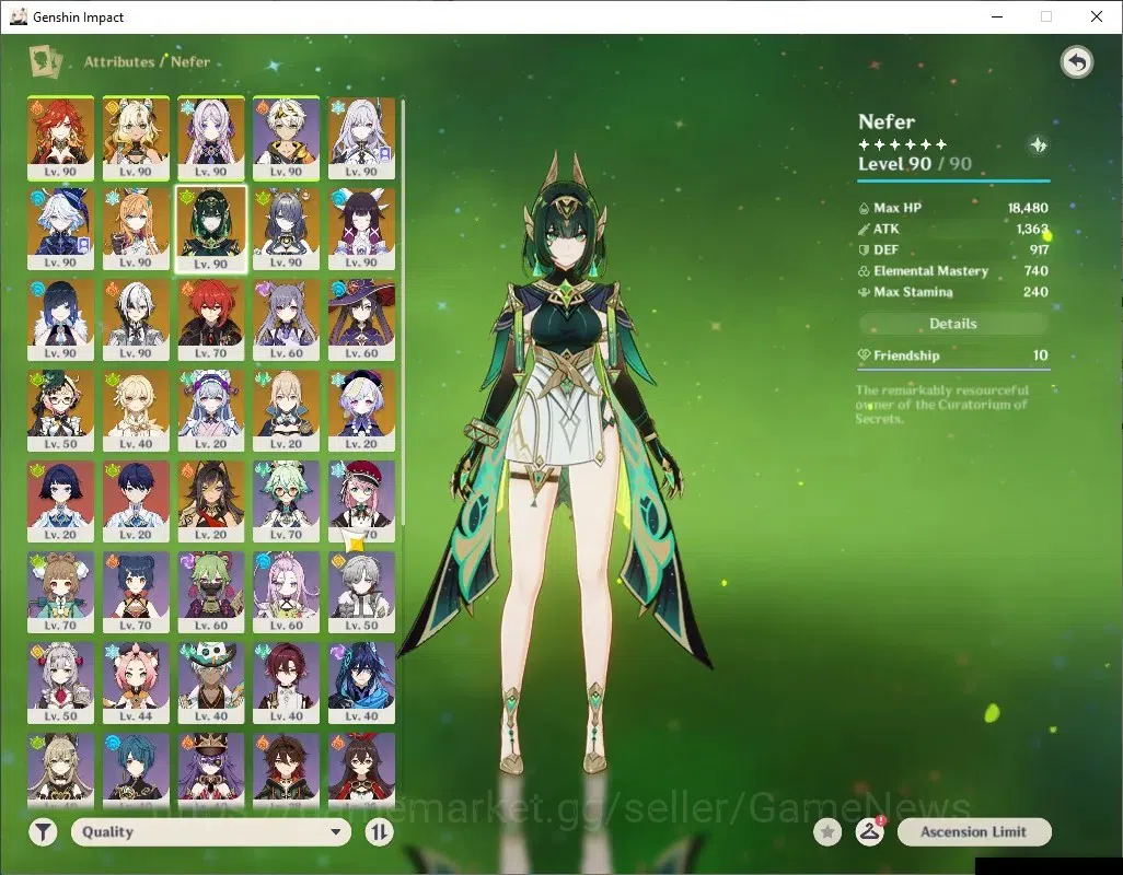 Genshin Impact Accounts ASIA|AR 58|PremTeam Mavu,Skirk,Nefer|12Limited+8(* image 9