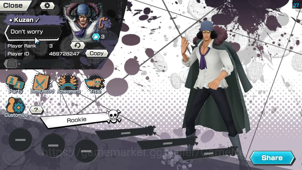One Piece Bounty Rush Accounts Starter Global|3 EX|BP Kuzan,AMS[Borsalino],Gear5 Monkey D.Luffy|Rank 2