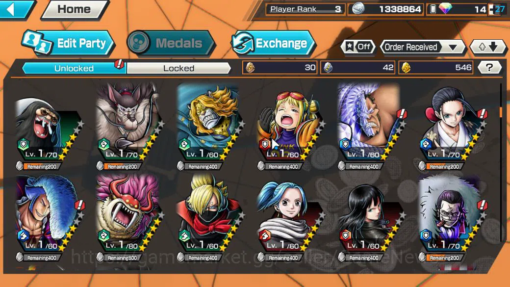 One Piece Bounty Rush Accounts Starter Global|3 EX|BP Kuzan,AMS[Borsalino],Gear5 Monkey D.Luffy|Rank 6