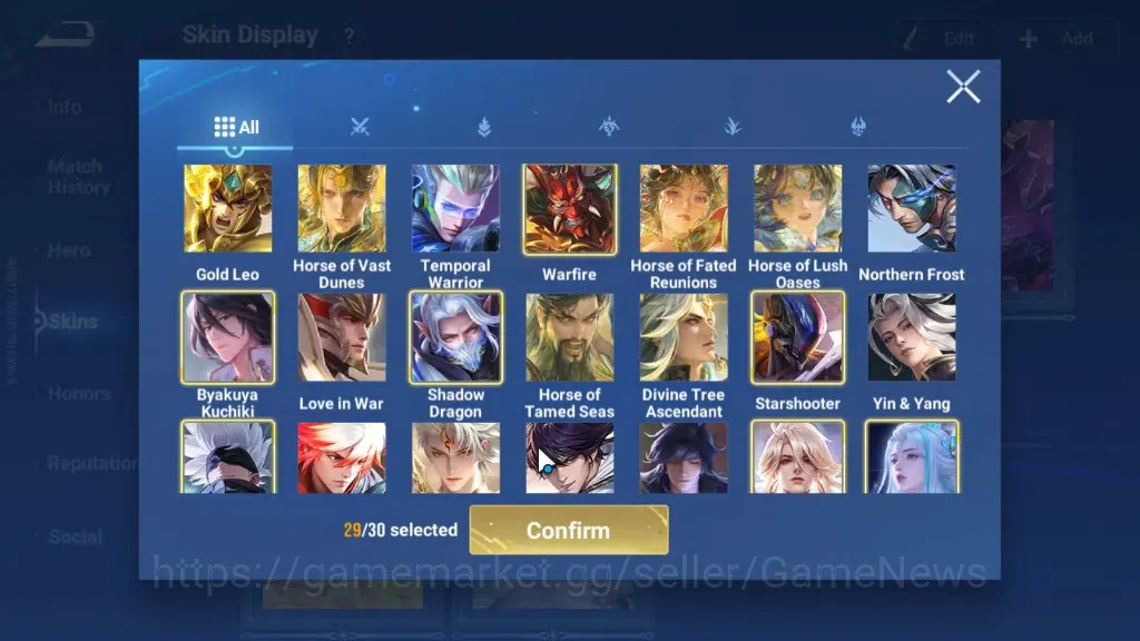 Honor of Kings Accounts Rare Skin Hero113 Skin329|Flawless Wukong,Mythic Diaochan,Lu Bu,Han Xin,AoT Eren&Levi,JJK Gojo,DC 17