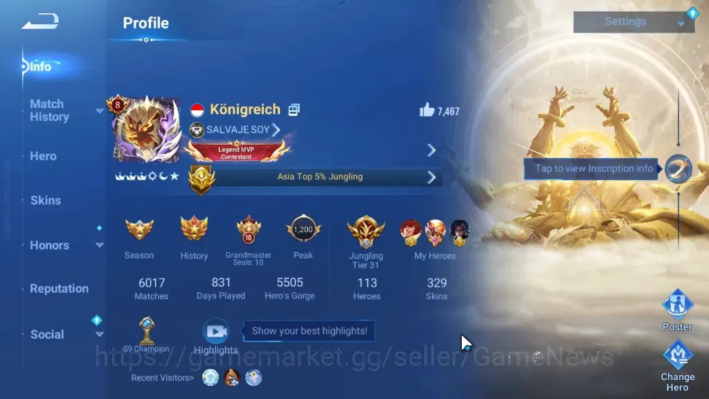 Honor of Kings Accounts Rare Skin Hero113 Skin329|Flawless Wukong,Mythic Diaochan,Lu Bu,Han Xin,AoT Eren&Levi,JJK Gojo,DC 2