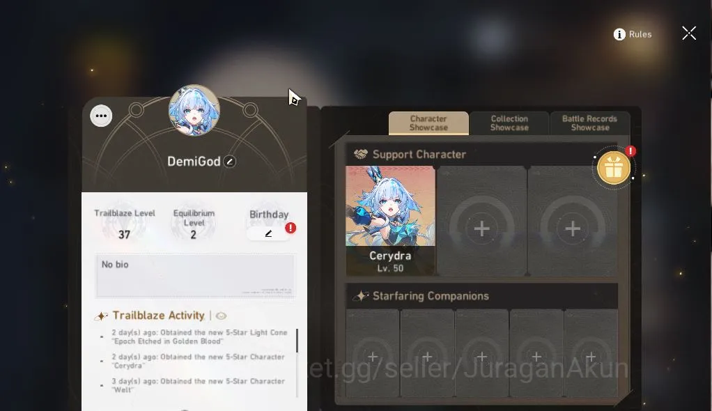 Honkai Star Rail Mid Game ASIA|TL37|Starter|2 Limited [Ceydra+Sign,Archer]|P image 1