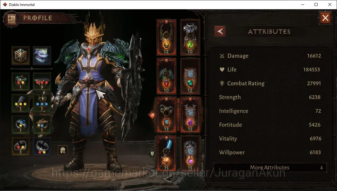 Diablo Immortal Accounts Mid-Tier SEA-izual|Lv60(478)Crusader|28K CR|Reso 390|Hell III|Paragon Harbinger|Hell Lv 5