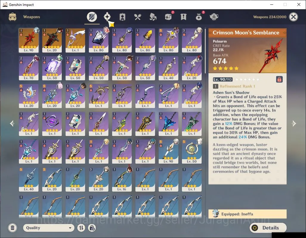 Genshin Impact Accounts ASIA |AR55 |4 Limited +3(5*Weapon)|Ineffa+Sign|Fli image 4